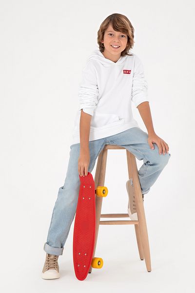 U.S. Polo Assn. Boy's White Hooded Sweatshirt 50293566 -Vr013