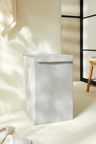 Ocean Home Textile Gri Kapaklı Katlanır Kirli Çamaşır Çocuk Odası Oyuncak Düz...