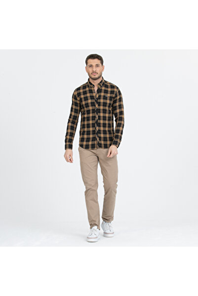 Klothy Ανδρικό καρό 100% βαμβακερό πουκάμισο με λεπτή εφαρμογή