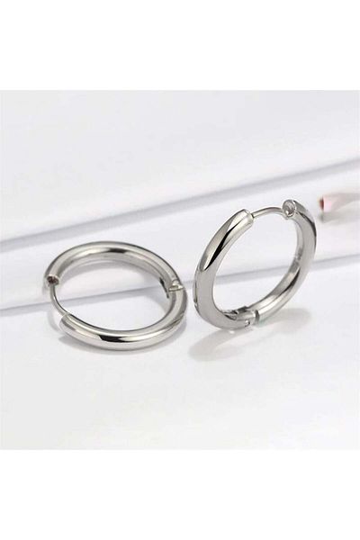 Köstebek Silver Basic Stylish Hoop Earrings