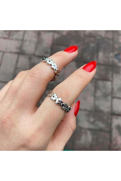 Köstebek Flower Ring Double Ring