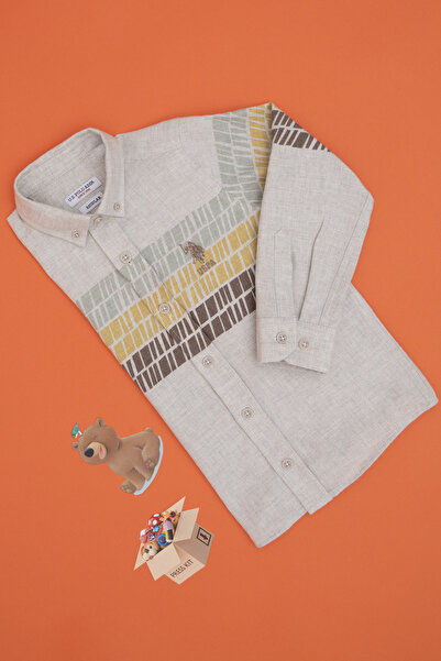 U.S. Polo Assn. Erkek Çocuk Ekru Uzun Kollu Gömlek 50297397-VR019