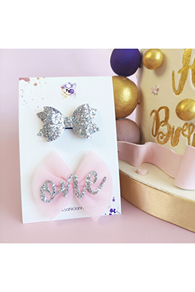 Sahici Anne One 1yaş Saçsız Bebek Tokası , 7cm- Pembe Gümüş Doğum Günü Tokası