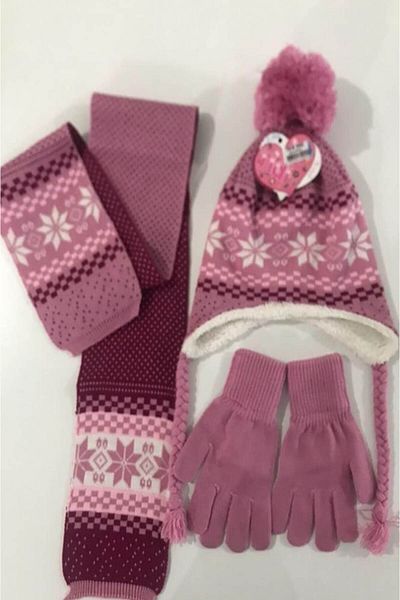 falcomini Scarf Beret Gloves Hat 3 Piece Set