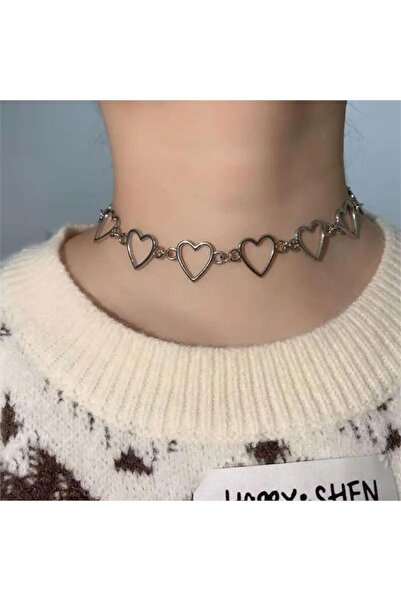Köstebek Zincirli Kalp Detay Kolye