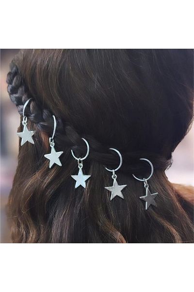 Köstebek Single Silver Star Hair Ring