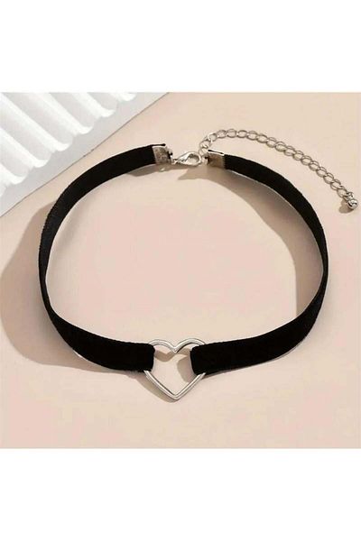 Köstebek Black Gothic Drawstring Silver Choker Leash