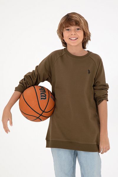 U.S. Polo Assn. Boy's Khaki Basic Crew Neck Sweatshirt 50293633 -Vr027