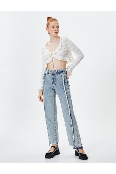 Koton Jeans drept cu detaliu cu ciucuri Picior drept asimetric - Eve Jean