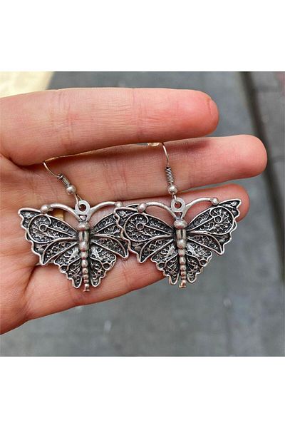 Köstebek Embroidered Moth Motif Earrings