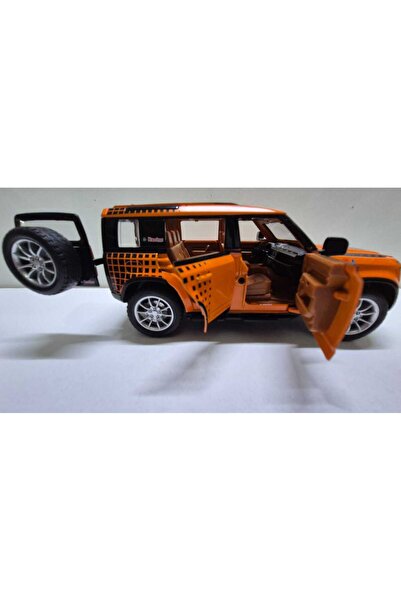Hepsilazım Diecast Model Metal Oyuncak Araba Land Rover Jip Defender Modifiyeli Koleksiyon Jeep 20cm Suv Oranj