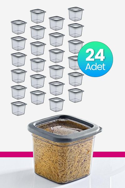 Smartware Anthracite 740 ml - Set of 24 Square Storage Containers