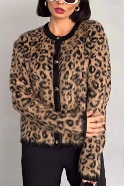 Cemre Life Women's Crew Neck Soft Textured Knitwear Cardigan