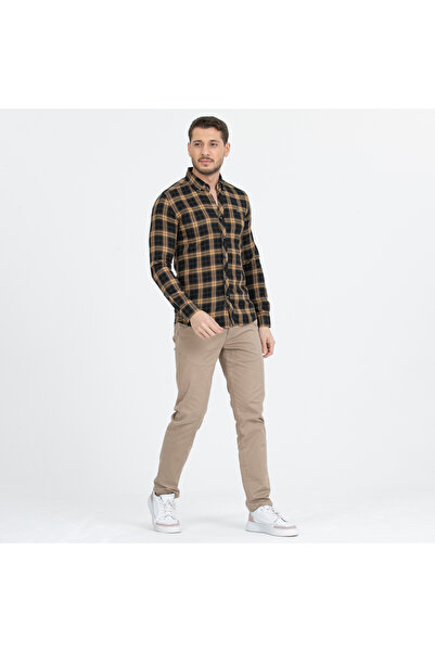 Klothy Ανδρικό καρό 100% βαμβακερό πουκάμισο με λεπτή εφαρμογή