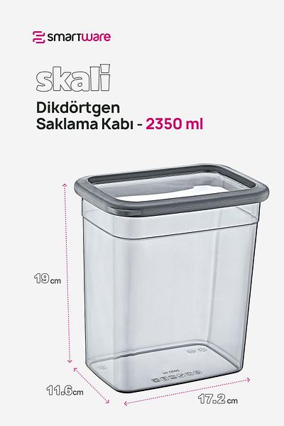 Smartware Anthracite 2350 ml - Set of 12 Scale Rectangular Storage Containers