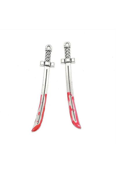 Köstebek Gothic Katana Silver Earrings