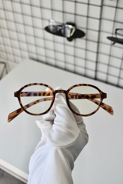 LOOKUP NEW James Leopard Oval Round Bone Clear Tr90 Women Men Unisex Blue Screen Goggle Eyewear