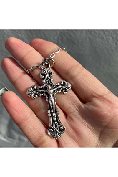 Köstebek Zincirli Cross With Jesus Kolye