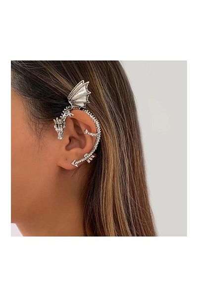Köstebek Ancient Dragon Silver Spiral Earring