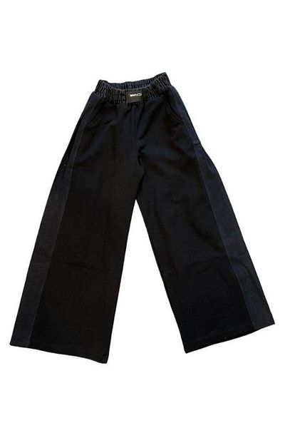 Zekids Pantaloni de trening pentru fete cu 2 fire, cu garnitură din denim pe laterale