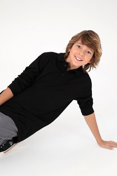 U.S. Polo Assn. Boy's Black Basic Polo Neck Sweatshirt 50293745 -Vr046