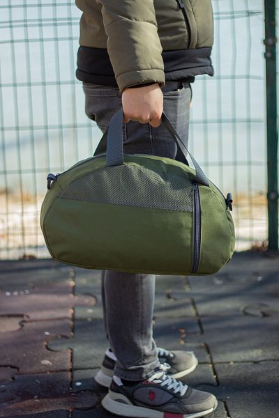 MUCCO Kaff Small Khaki Αθλητική τσάντα ταξιδιού με μπροστινή τσέπη και ρυθμιζόμενο ιμάντα ώμου-0833