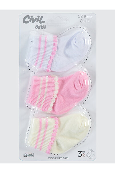 Civil Baby Baby Girl 3-Piece Socks Set 0-6 Months Pink