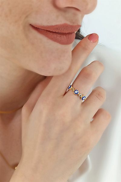 Çlk Accessories قابل للتعديل صف ملون عين الشر حبة الدائري TrRing1260