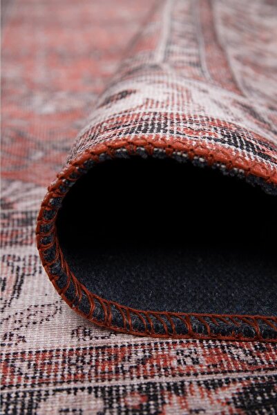 ARTLOOP Folk Vintage Desenli Dokuma Taban Dekoratif Kırmızı Halı BA 42