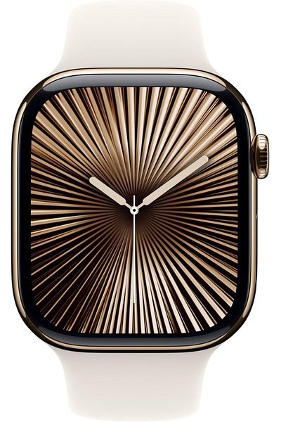 Apple Watch Series 10 GPS + Cellular 46mm Gold Titanium Case with Starlight Sport Band - M/L