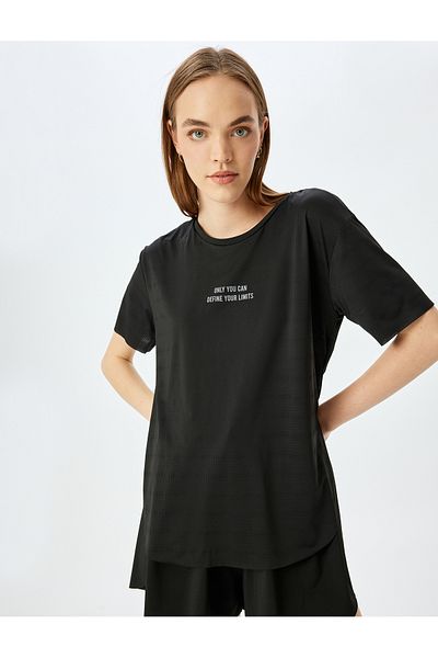 Koton Slogan Printed Crew Neck Sports T-Shirt