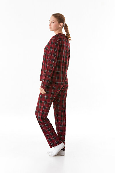 Fulla Moda Ekose Desenli Gömlek Yaka 2 Li Pijama Takımı
