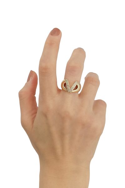 Çlk Accessories Premium V Letter Ring Stone Letter Ring