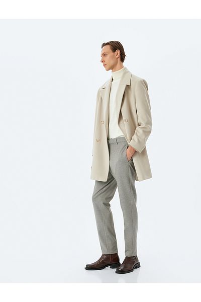 Koton Buttoned Cotton Blended Fabric Trousers with Pocket Detail