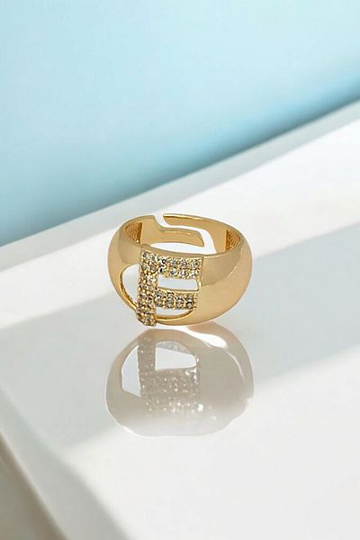 Çlk Accessories Premium F Letter Ring Stone Letter Ring