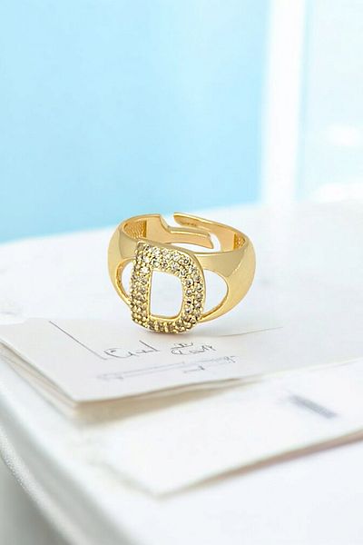 Çlk Accessories خاتم حرف D فاخر بحروف حجرية