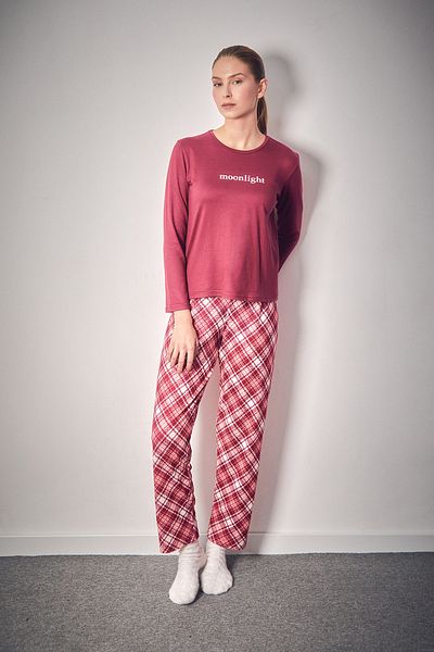 Fulla Moda Moonlight Printed Crew Neck 2-Piece Pajamas Set