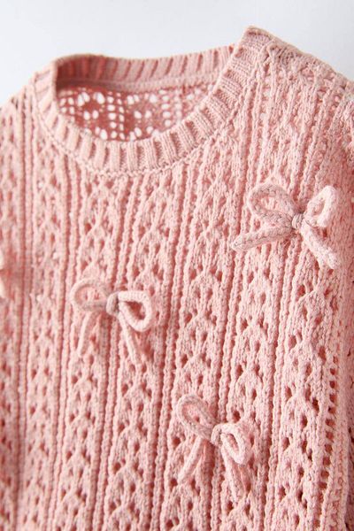 anonim Pulover din croșetat pentru fete roz La'ciel Paris Knitwear