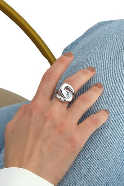 Çlk Accessories Premium Plate Curved Knot Ring