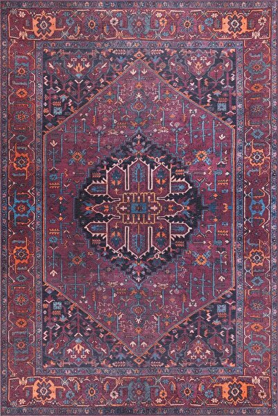 ARTLOOP Folk Vintage Desenli Dokuma Taban Dekoratif Bordo Halı BA 18