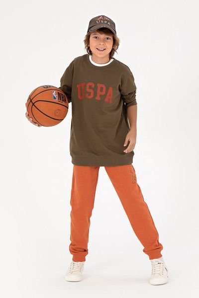 U.S. Polo Assn. Boy's Khaki Basic Crew Neck Sweatshirt 50293474 -Vr027