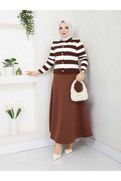 bm bessomoda fashion boutique Women's Knitwear Cardigan Scuba Skirt Set