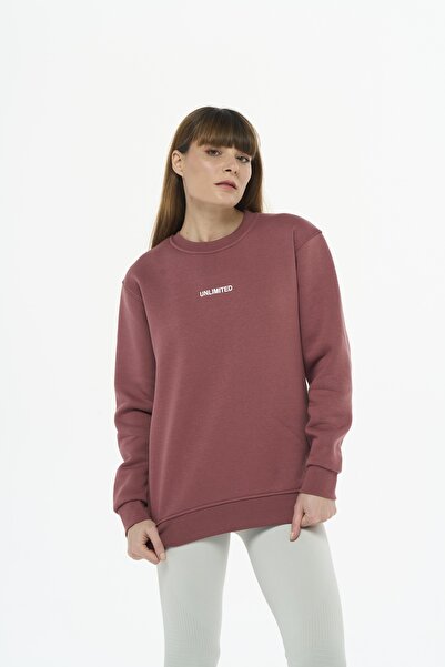 Safe Tasarım Kadın Pamuklu İçi Polarlı Bisiklet Yaka Sweatshirt
