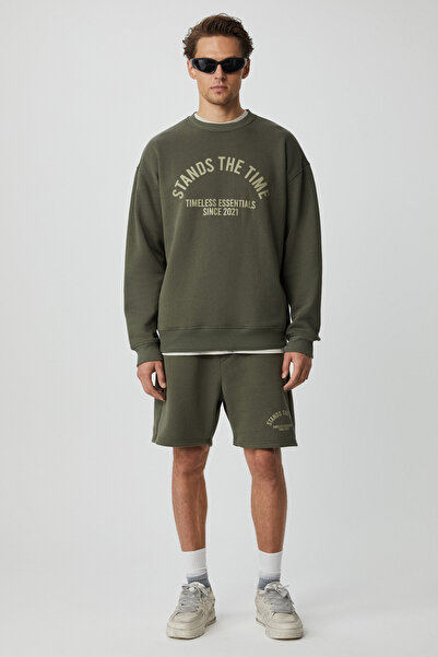 GRIMELANGE Ανδρικό φούτερ NORTON με στρογγυλή λαιμόκοψη 3 κλωστών χακί