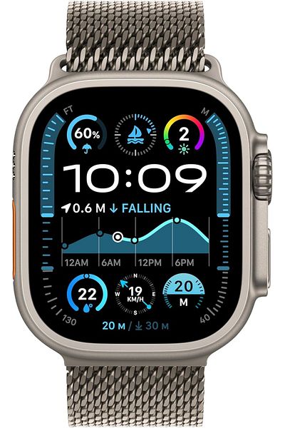 Apple Watch Ultra 2 GPS + Cellular 49mm Natural Titanium Case with Natural Titanium Milanese Loop -S