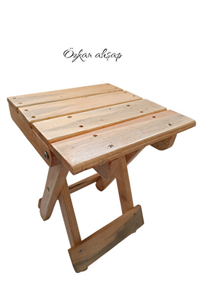 özkan ahşap Cilalı Katlanır Tabure - (38 CM YÜKSEKLİK)