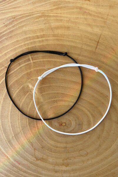 Shepidi siyah beyaz 2'li ince ip taraftar bilekliği