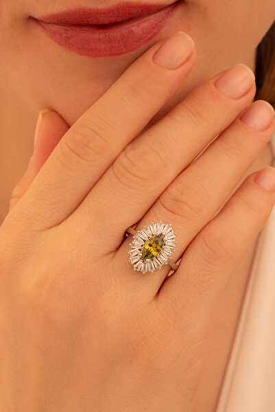 OSMANLI GÜMÜŞ Kadın Gümüş Yüzük - Mekik Model Zultanit Taşlı Baget Süslemeli ...