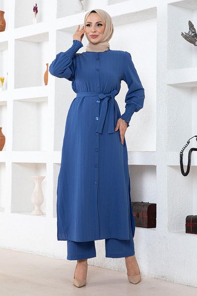 Modamihram Indigo Set - Slit Detail 19233