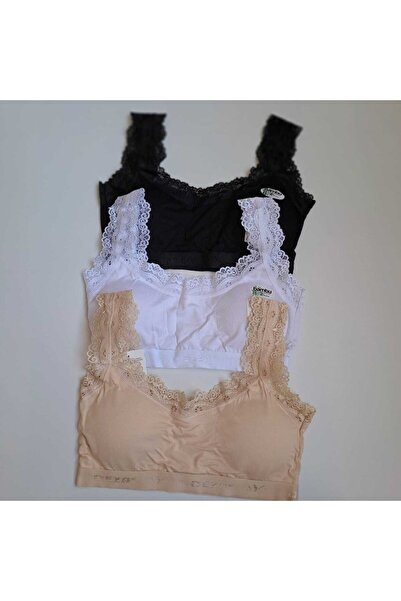 shine Comfort Secret 3 τεμαχίων Lace Up Βαμβακερό Σετ σουτιέν - Μισό εσώρουχο Χοντρό λουράκι